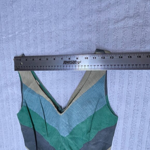 Knitted Dove Women Sleeveless A-Line Dress XS V-Neck Back Zip Striped Multicolor - Picture 4 of 9